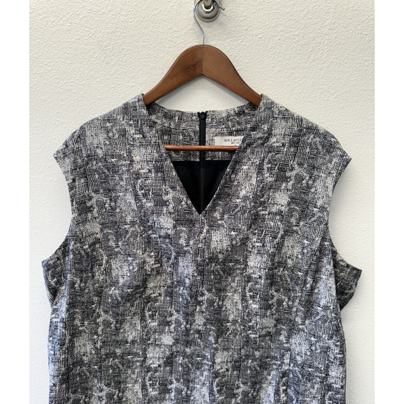 MM Lafleur Midi Sheath Dress Womens Size 3X Black White Print Office Career - Picture 3 of 7